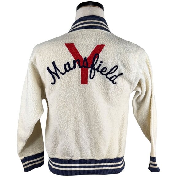Vintage 1960s Champion Knitwear Mansfield YMCA Varsity Jacket XS White & Navy - Picture 1 of 15